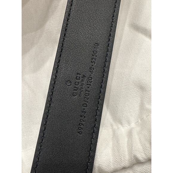 Gucci Men’s Leather Dollar Pigprint Belt Black 120/48 Italy 699954 NWT - Picture 9 of 9